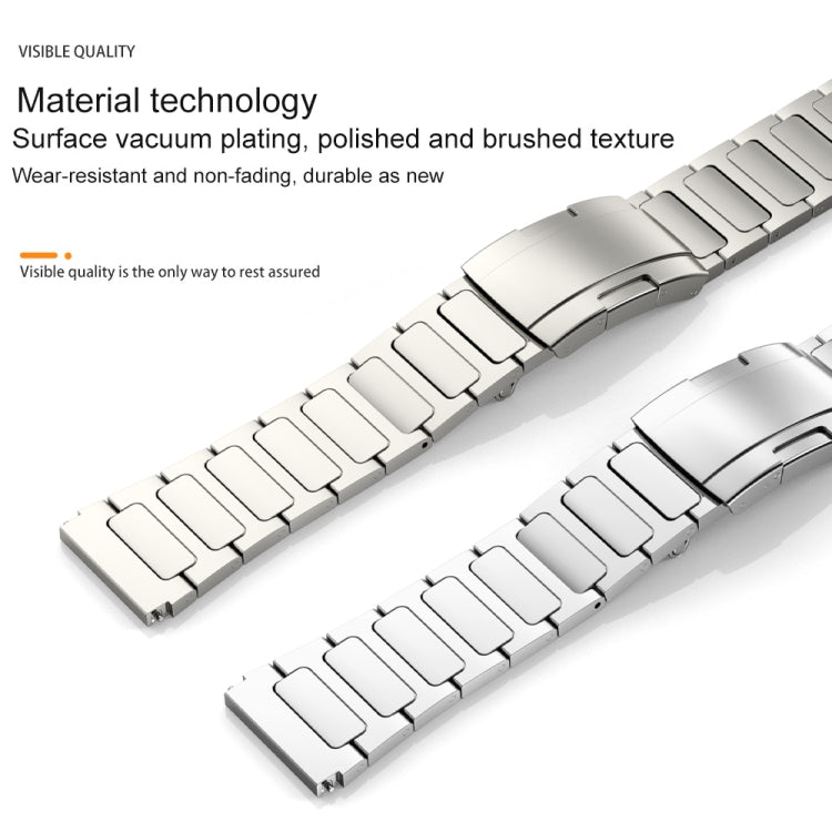 22mm Three Strains Uplift Turtle Buckle Titanium Metal Watch Band(Silver) - Watch Bands by PMC TechLife | Online Shopping South Africa | PMC TechLife