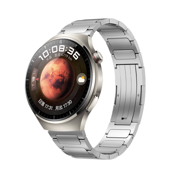 22mm Three Strains Uplift HW Buckle Titanium Metal Watch Band(Silver) - Watch Bands by PMC TechLife | Online Shopping South Africa | PMC TechLife