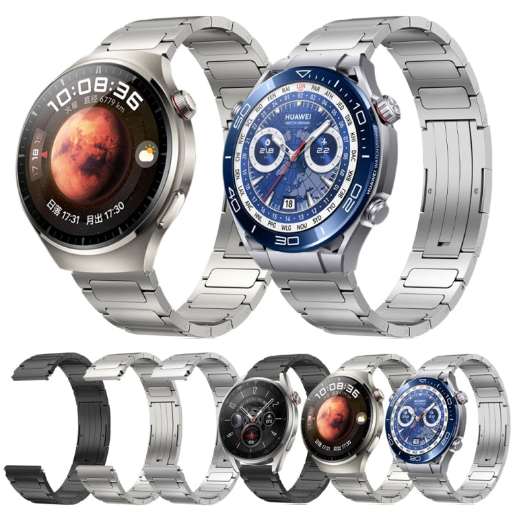 22mm Three Strains Uplift HW Buckle Titanium Metal Watch Band(Black) - Watch Bands by PMC TechLife | Online Shopping South Africa | PMC TechLife