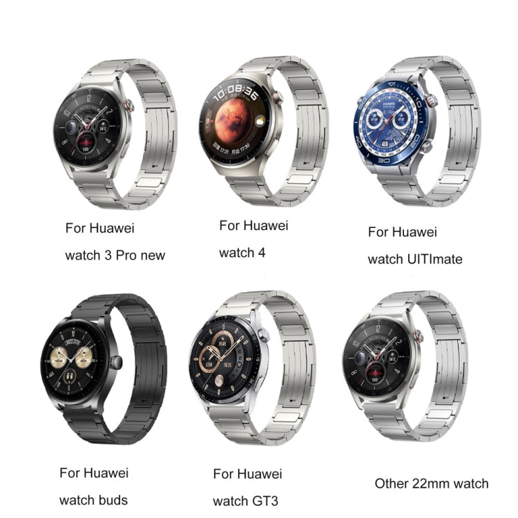 22mm Three Strains Uplift HW Buckle Titanium Metal Watch Band(Black) - Watch Bands by PMC TechLife | Online Shopping South Africa | PMC TechLife