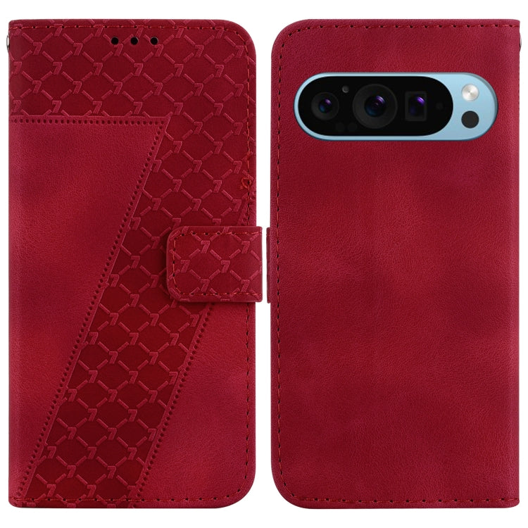 For Google Pixel 9 Pro 7-shaped Embossed Leather Phone Case(Red) - Google Cases by PMC TechLife | Online Shopping South Africa | PMC TechLife | Buy Now Pay Later Mobicred