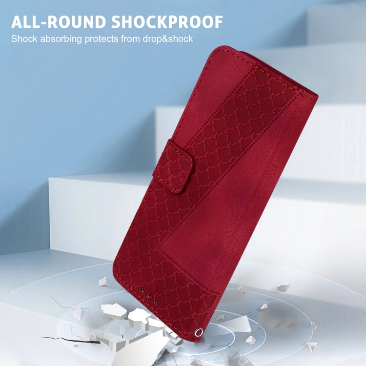 For Google Pixel 9 Pro 7-shaped Embossed Leather Phone Case(Red) - Google Cases by PMC TechLife | Online Shopping South Africa | PMC TechLife | Buy Now Pay Later Mobicred