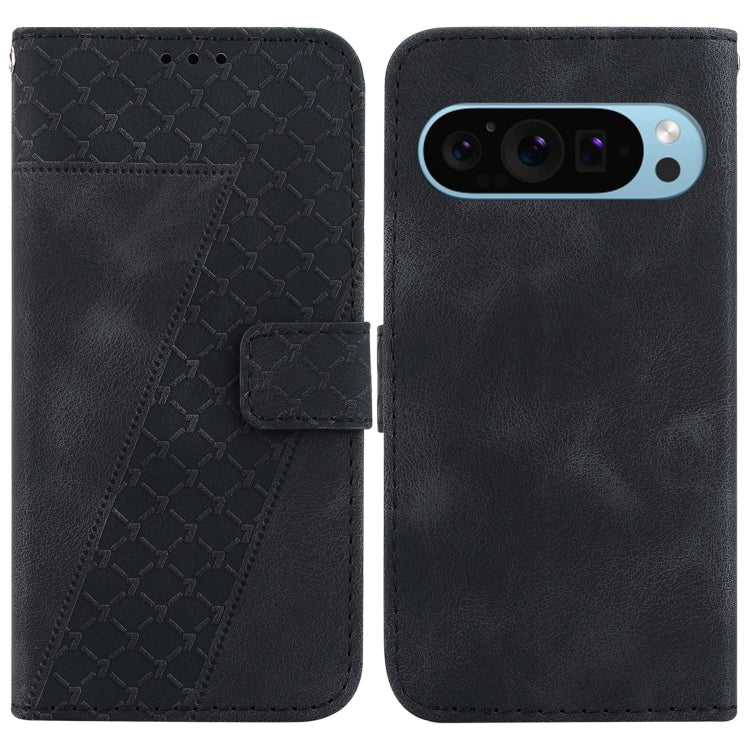 For Google Pixel 9 Pro 7-shaped Embossed Leather Phone Case(Black) - Google Cases by PMC TechLife | Online Shopping South Africa | PMC TechLife | Buy Now Pay Later Mobicred