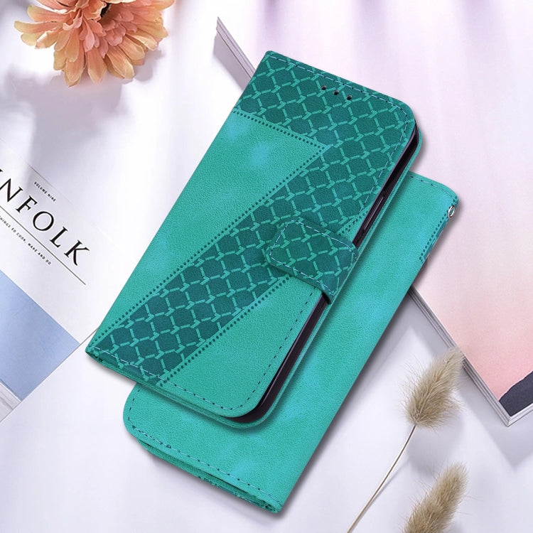 For Google Pixel 9 7-shaped Embossed Leather Phone Case(Green) - Google Cases by PMC TechLife | Online Shopping South Africa | PMC TechLife | Buy Now Pay Later Mobicred