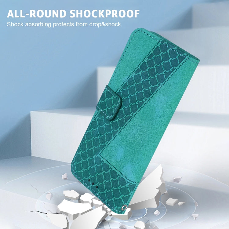 For Google Pixel 9 7-shaped Embossed Leather Phone Case(Green) - Google Cases by PMC TechLife | Online Shopping South Africa | PMC TechLife | Buy Now Pay Later Mobicred