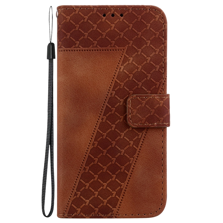 For Google Pixel 9 7-shaped Embossed Leather Phone Case(Brown) - Google Cases by PMC TechLife | Online Shopping South Africa | PMC TechLife | Buy Now Pay Later Mobicred