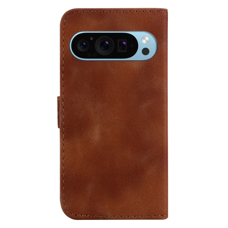 For Google Pixel 9 7-shaped Embossed Leather Phone Case(Brown) - Google Cases by PMC TechLife | Online Shopping South Africa | PMC TechLife | Buy Now Pay Later Mobicred