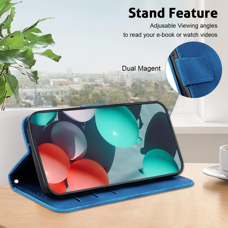 For Google Pixel 9 Seven-shaped Embossed Leather Phone Case(Blue) - free shipping - PMC TechLife - Order now!
