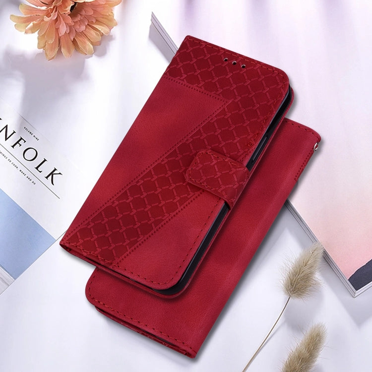 For Google Pixel 9 Seven-shaped Embossed Leather Phone Case(Red) - Google Cases by PMC TechLife | Online Shopping South Africa | PMC TechLife | Buy Now Pay Later Mobicred