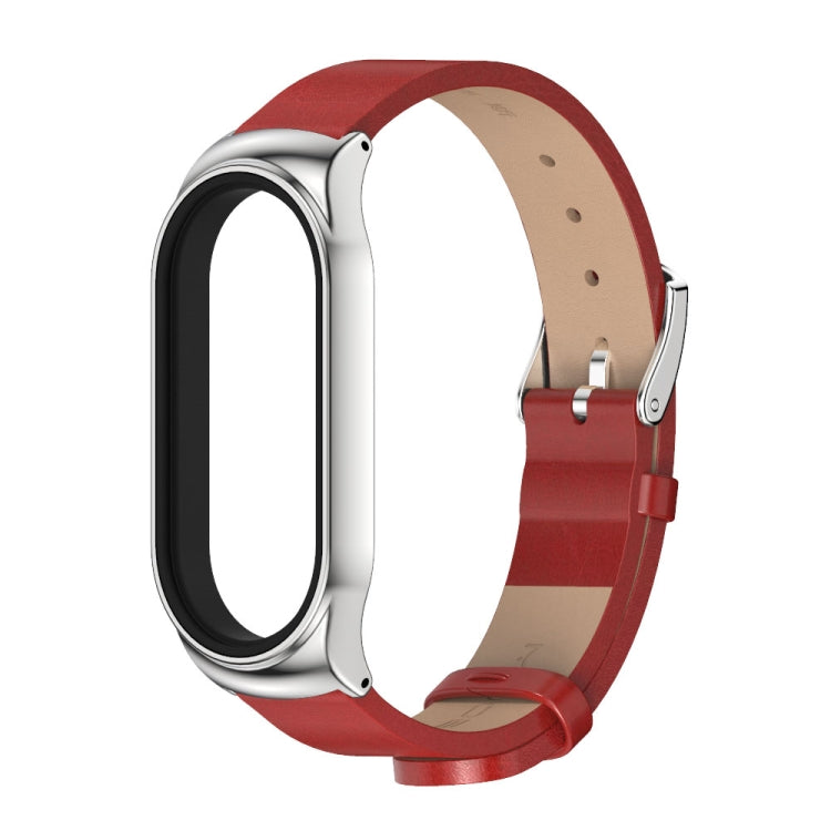 For Xiaomi Mi Band 8 Mijobs CS Case Microfiber PU Leather Watch Band(Red Silver) - free shipping - PMc TechLife - Order now!