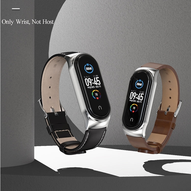 For Xiaomi Mi Band 8 Mijobs CS Case Microfiber PU Leather Watch Band(Brown Silver) - free shipping - PMc TechLife - Order now!