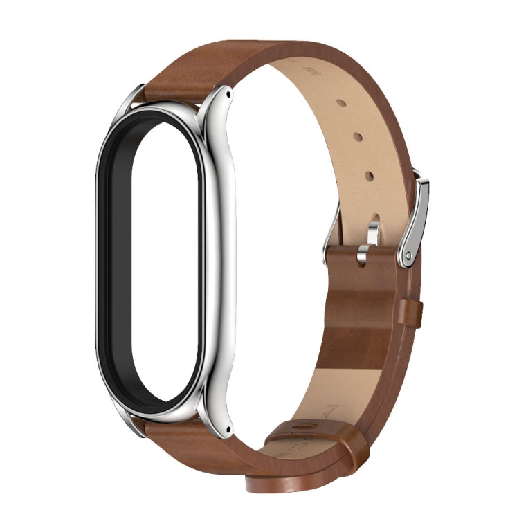 For Xiaomi Mi Band 8 Mijobs Plus Case Microfiber PU Leather Watch Band(Brown Silver) - free shipping - PMc TechLife - Order now!