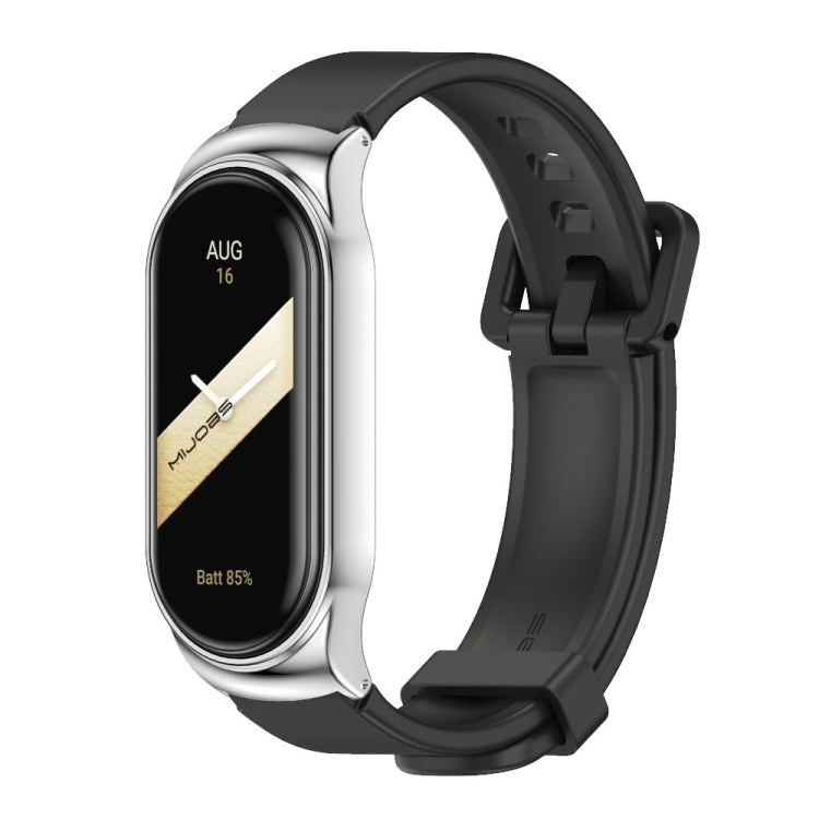 For Xiaomi Mi Band 8 Mijobs CS Case Silicone Watch Band(Black Silver) - Watch Bands by MIJOBS | Online Shopping South Africa | PMC TechLife