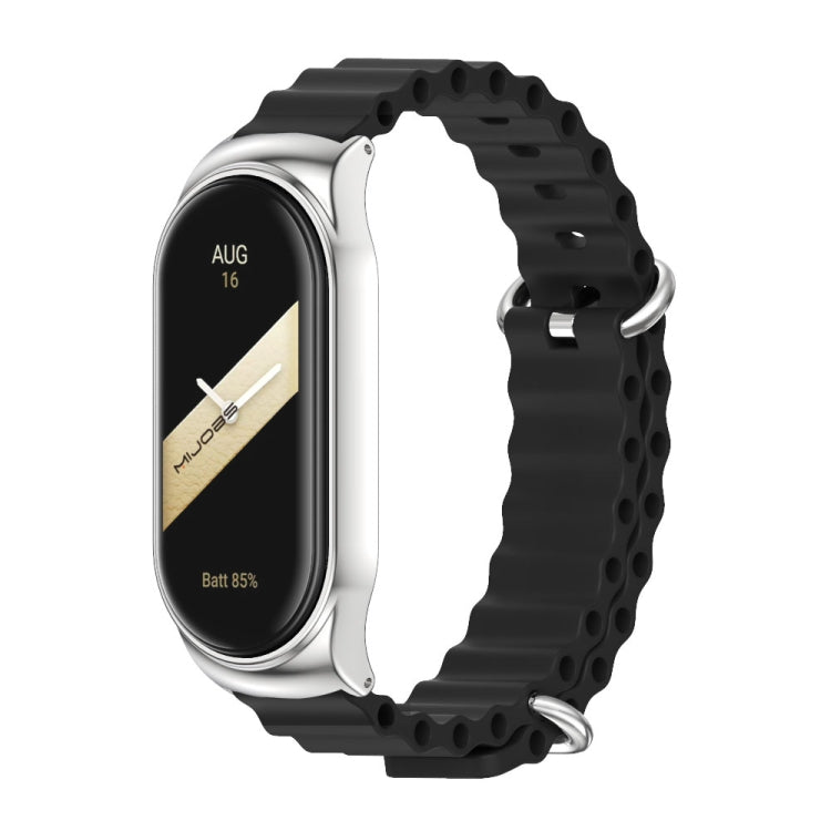 For Xiaomi Mi Band 8 Mijobs CS Case Marine Silicone Breathable Watch Band(Black Silver) - free shipping - PMc TechLife - Order now!