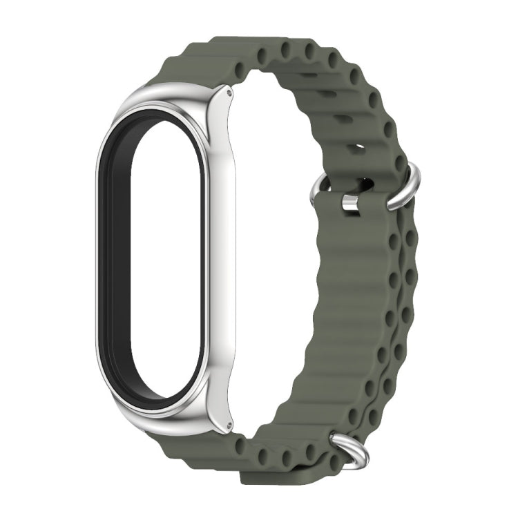 For Xiaomi Mi Band 8 Mijobs CS Case Marine Silicone Breathable Watch Band(Khaki Green Silver) - free shipping - PMc TechLife - Order now!