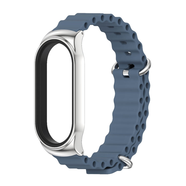 For Xiaomi Mi Band 8 Mijobs CS Case Marine Silicone Breathable Watch Band(Space Blue Silver) - free shipping - PMc TechLife - Order now!