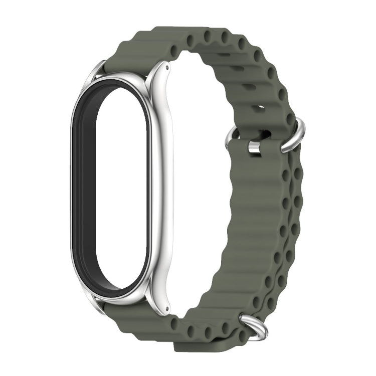 For Xiaomi Mi Band 8 Mijobs Plus Case Marine Silicone Breathable Watch Band(Khaki Green Silver) - free shipping - PMc TechLife - Order now!
