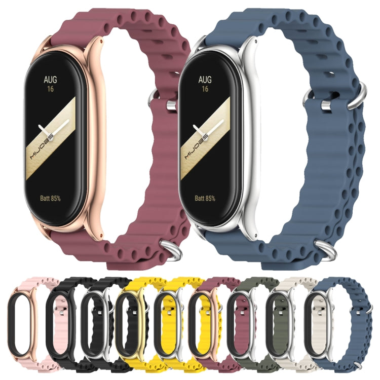 For Xiaomi Mi Band 8 Mijobs Plus Case Marine Silicone Breathable Watch Band(Khaki Green Silver) - free shipping - PMc TechLife - Order now!