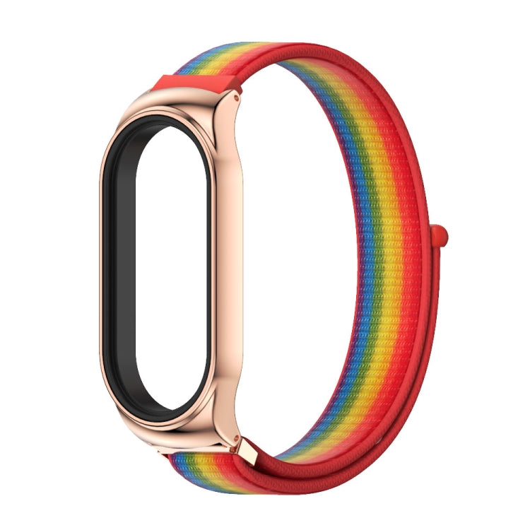 For Xiaomi Mi Band 8 Mijobs CS Case Breathable Nylon Loop Watch Band(Rainbow Rose Gold) - free shipping - PMc TechLife - Order now!