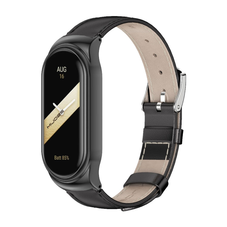 For Xiaomi Mi Band 8 Mijobs CS Case Genuine Leather Top Layer Cowhide Watch Band(Black) - free shipping - PMc TechLife - Order now!