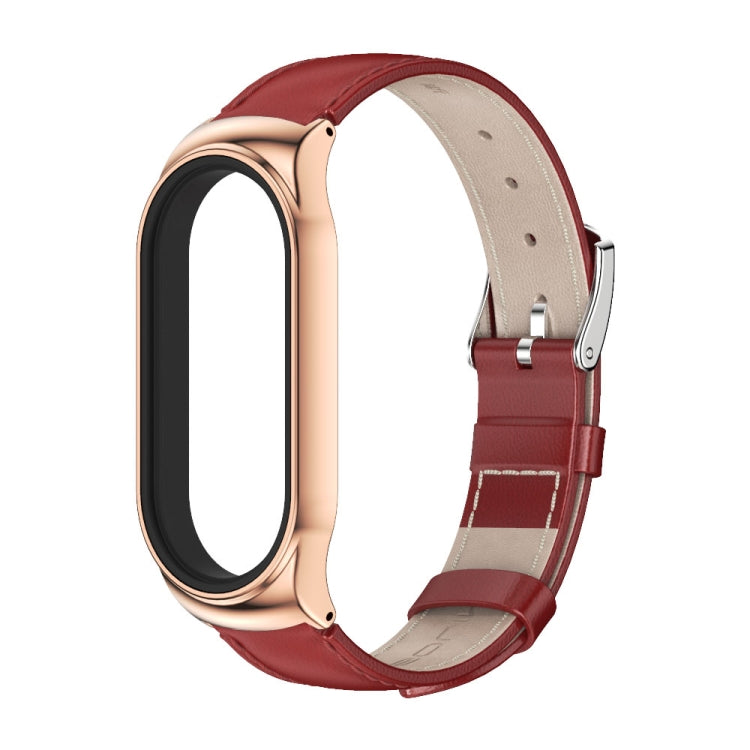 For Xiaomi Mi Band 8 Mijobs CS Case Genuine Leather Top Layer Cowhide Watch Band(Red Rose Gold) - free shipping - PMc TechLife - Order now!