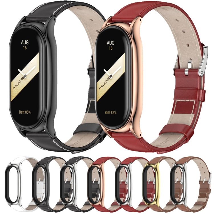 For Xiaomi Mi Band 8 Mijobs Plus Case Genuine Leather Watch Band(Brown Gold) - free shipping - PMc TechLife - Order now!