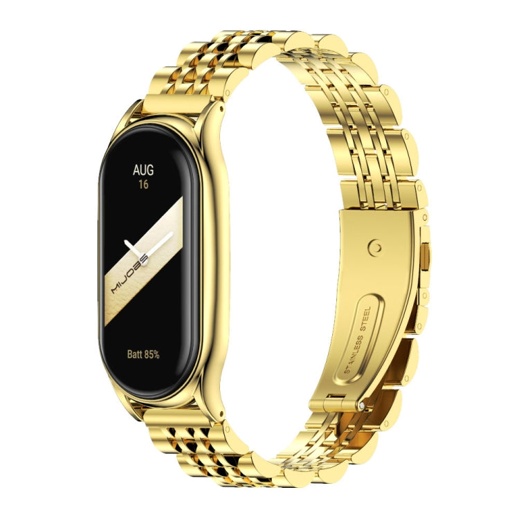 For Xiaomi Mi Band 8 Mijobs Plus Case Seven Bead Metal Stainless Steel Watch Band(Gold) - free shipping - PMc TechLife - Order now!