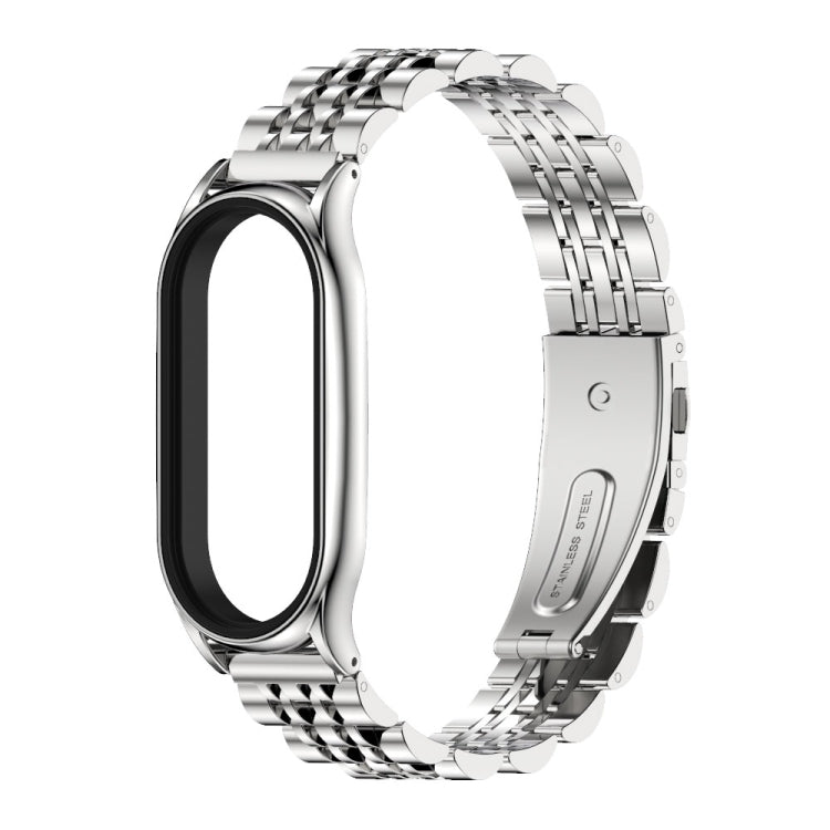 For Xiaomi Mi Band 8 Mijobs Plus Case Seven Bead Metal Stainless Steel Watch Band(Silver) - free shipping - PMc TechLife - Order now!