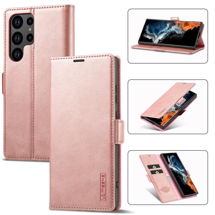 For Samsung Galaxy S24 Ultra 5G LC.IMEEKE Strong Magnetism Microfiber Leather Phone Case(Rose Gold) - free shipping - PMC Jewellery - Order now!