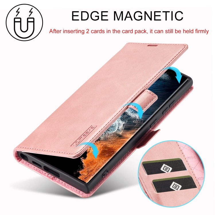 For Samsung Galaxy S24 Ultra 5G LC.IMEEKE Strong Magnetism Microfiber Leather Phone Case(Rose Gold) - free shipping - PMC Jewellery - Order now!