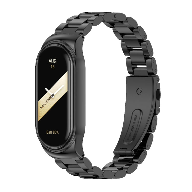 For Xiaomi Mi Band 8 Mijobs CS Case Three Bead Metal Stainless Steel Watch Band(Black) - free shipping - PMc TechLife - Order now!