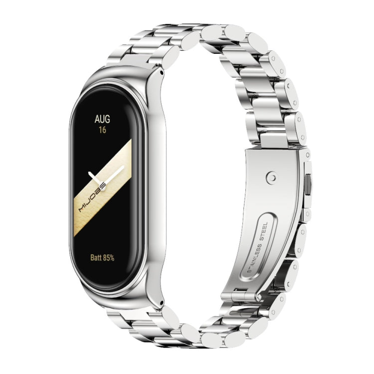 For Xiaomi Mi Band 8 Mijobs CS Case Three Bead Metal Stainless Steel Watch Band(Silver) - free shipping - PMc TechLife - Order now!