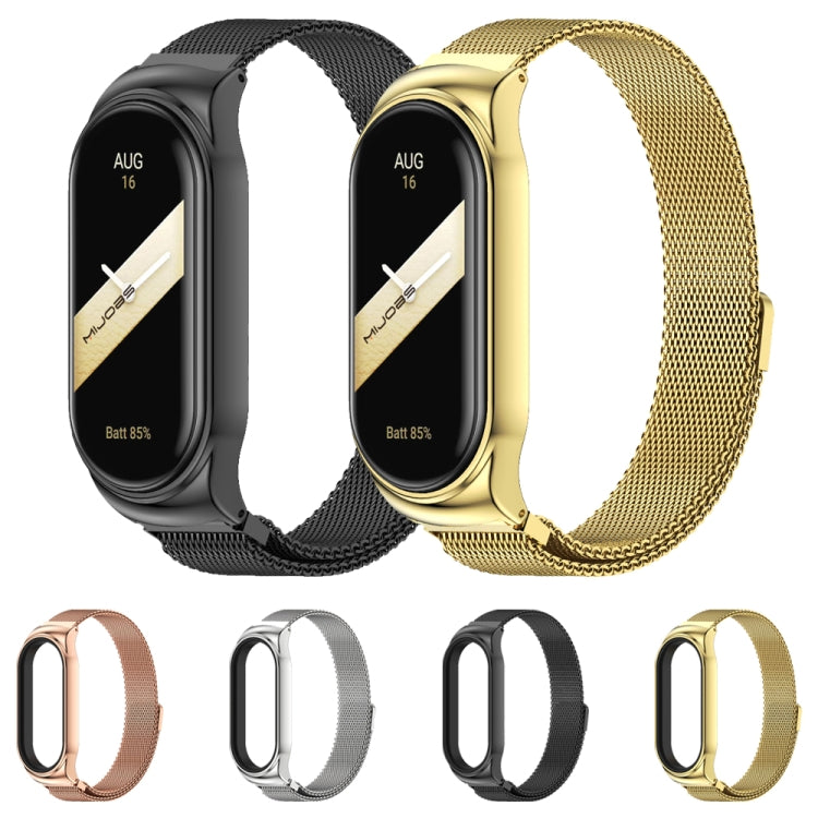For Xiaomi Mi Band 8 Mijobs CS Case Milan Magnetic Stainless Steel Watch Band(Rose Gold) - Watch Bands by MIJOBS | Online Shopping South Africa | PMC TechLife