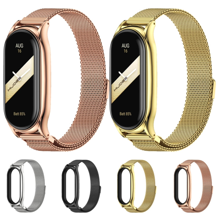 For Xiaomi Mi Band 8 Mijobs Plus Case Milan Magnetic Stainless Steel Watch Band(Rose Gold) - free shipping - PMc TechLife - Order now!