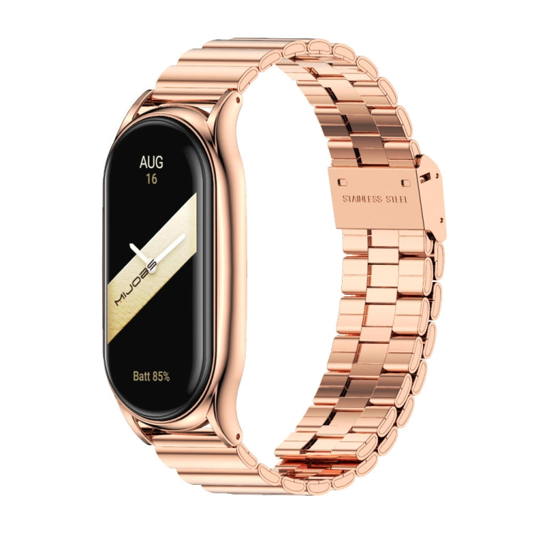 For Xiaomi Mi Band 8 Mijobs Plus Case Bamboo Buckle Metal Watch Band(Rose Gold) - free shipping - PMc TechLife - Order now!