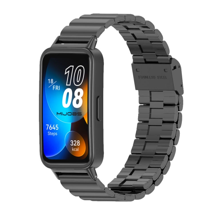 For Huawei Band 8 Mijobs Bamboo Buckle Stainless Steel Watch Band(Black) - Watch Bands by MIJOBS | Online Shopping South Africa | PMC TechLife
