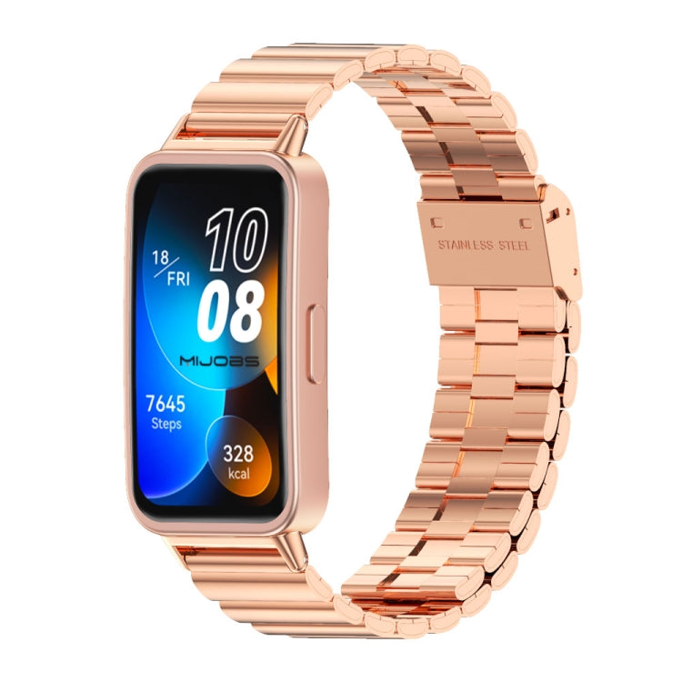 For Huawei Band 8 / 9 / 10 Mijobs Bamboo Buckle Stainless Steel Watch Band(Rose Gold) - free shipping - PMC TechLife - Order now!