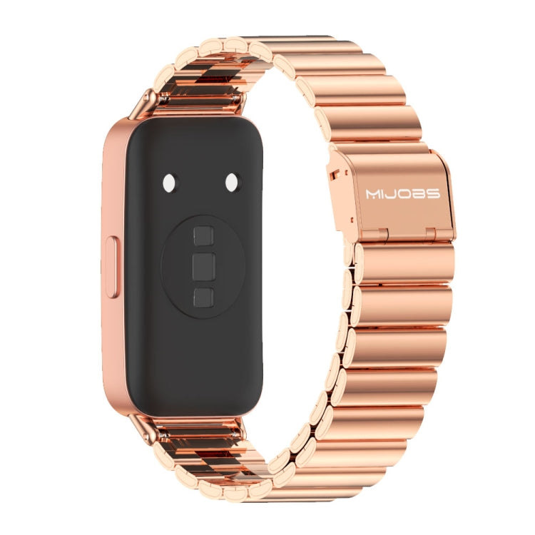 For Huawei Band 8 / 9 / 10 Mijobs Bamboo Buckle Stainless Steel Watch Band(Rose Gold) - free shipping - PMC TechLife - Order now!