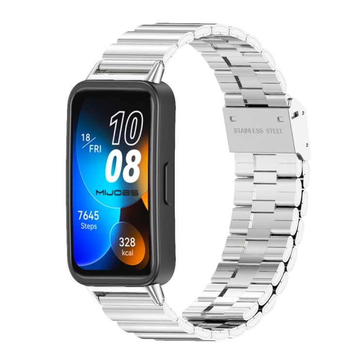For Huawei Band 8 / 9 / 10 Mijobs Bamboo Buckle Stainless Steel Watch Band(Silver) - Watch Bands by MIJOBS | Online Shopping South Africa | PMC TechLife | Buy Now Pay Later Mobicred