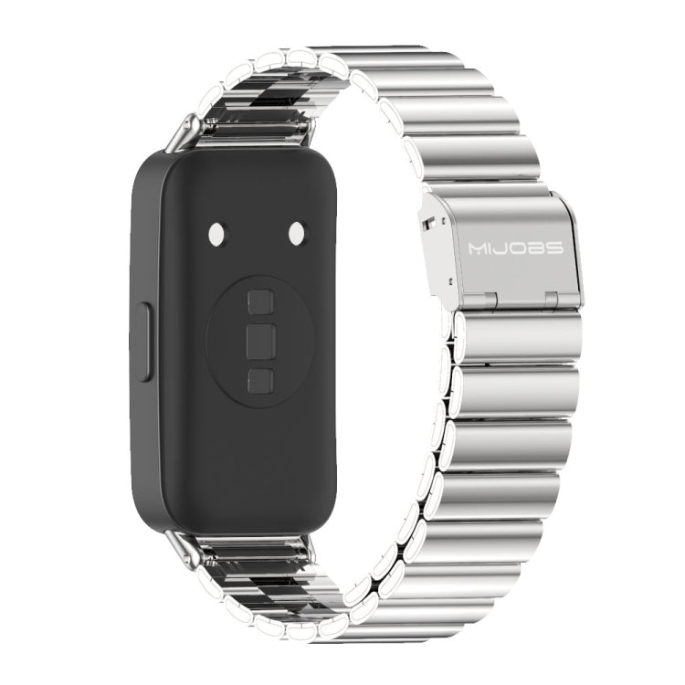 For Huawei Band 8 / 9 / 10 Mijobs Bamboo Buckle Stainless Steel Watch Band(Silver) - Watch Bands by MIJOBS | Online Shopping South Africa | PMC TechLife | Buy Now Pay Later Mobicred