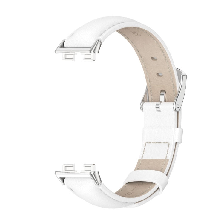 For Huawei Band 8 / 9 / 10 Mijobs Cowhide Leather Watch Band(White Silver) - free shipping - PMC TechLife - Order now!