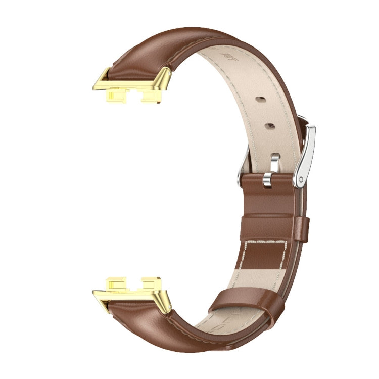 For Huawei Band 8 / 9 / 10 Mijobs Cowhide Leather Watch Band(Brown Gold) - free shipping - PMC TechLife - Order now!