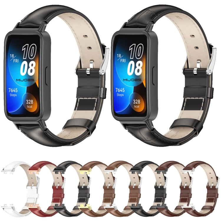 For Huawei Band 8 / 9 / 10 Mijobs Cowhide Leather Watch Band(Red Rose Gold) - free shipping - PMC TechLife - Order now!