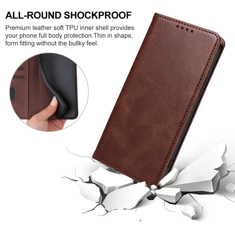 For Realme C51 Magnetic Closure Leather Phone Case(Brown) - Realme Cases by PMC TechLife | Online Shopping South Africa | PMC TechLife | Buy Now Pay Later Mobicred