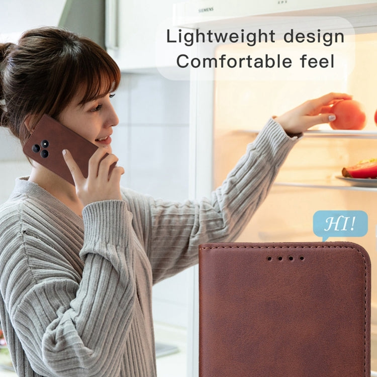 For Realme C51 Magnetic Closure Leather Phone Case(Brown) - Realme Cases by PMC TechLife | Online Shopping South Africa | PMC TechLife | Buy Now Pay Later Mobicred