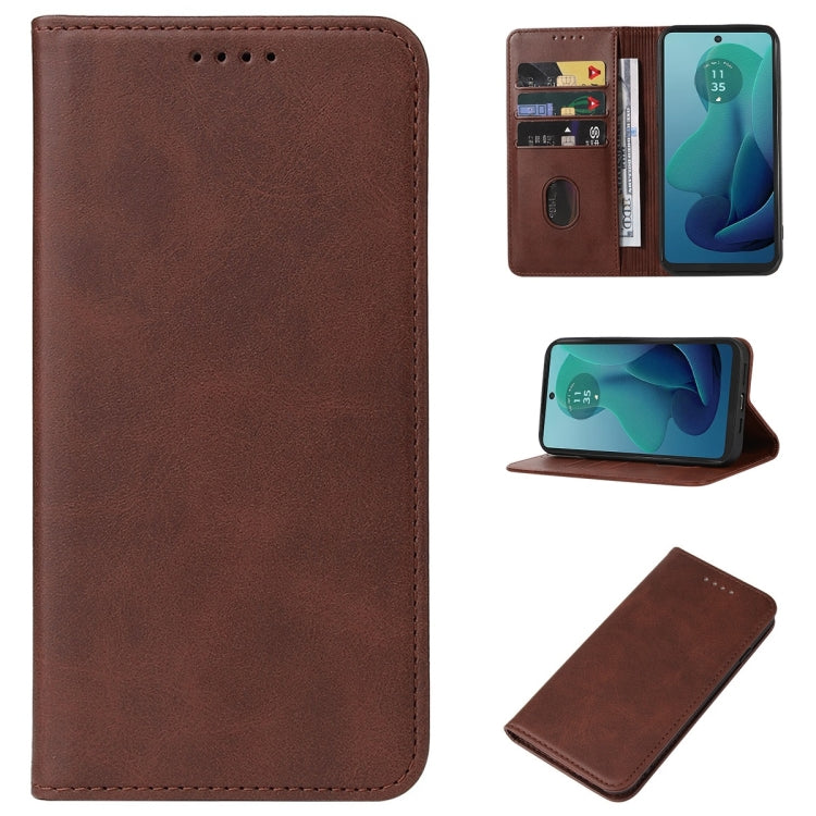 For Motorola Moto G 5G 2024 Magnetic Closure Leather Phone Case(Brown) - Motorola Cases by PMC Jewellery | Online Shopping South Africa | PMC Jewellery | Buy Now Pay Later Mobicred