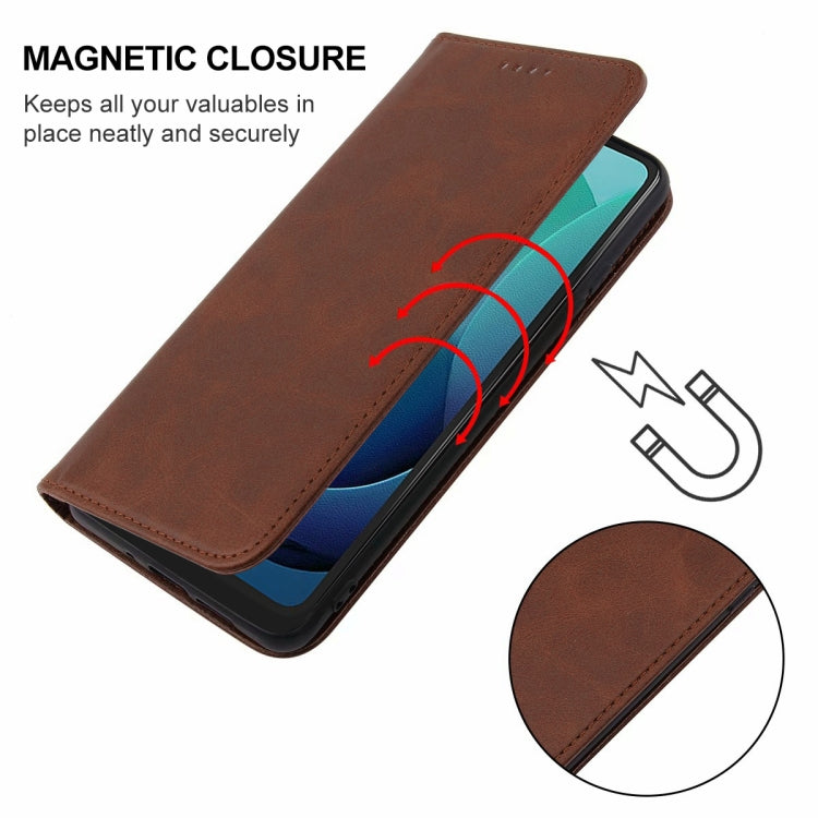 For Motorola Moto G 5G 2024 Magnetic Closure Leather Phone Case(Brown) - Motorola Cases by PMC Jewellery | Online Shopping South Africa | PMC Jewellery | Buy Now Pay Later Mobicred