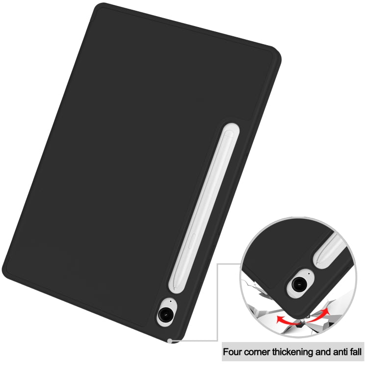 For Samsung Galaxy Tab S9 FE 3-Fold Pure Color TPU Smart Leather Tablet Case with Pen Slot(Black) - Galaxy Tab S9 FE by PMC TechLife | Online Shopping South Africa | PMC TechLife