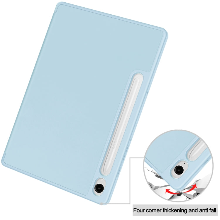 For Samsung Galaxy Tab S9 FE 3-Fold Pure Color TPU Smart Leather Tablet Case with Pen Slot(Light Blue) - Galaxy Tab S9 FE by PMC TechLife | Online Shopping South Africa | PMC TechLife