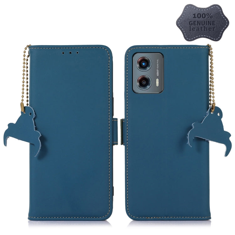 For Motorola Moto G 5G 2023 Genuine Leather Magnetic RFID Leather Phone Case(Blue) - Motorola Cases by PMC TechLife | Online Shopping South Africa | PMC TechLife | Buy Now Pay Later Mobicred